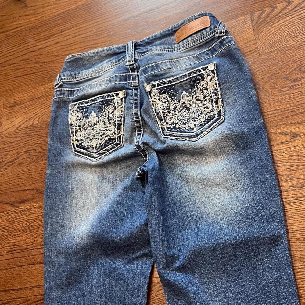 y2k vintage women's rhinestone capri jeans size 1